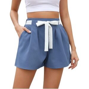 Women's Casual High Waist Wide Leg Loose Smocked Elastic Waist A Line Sz L